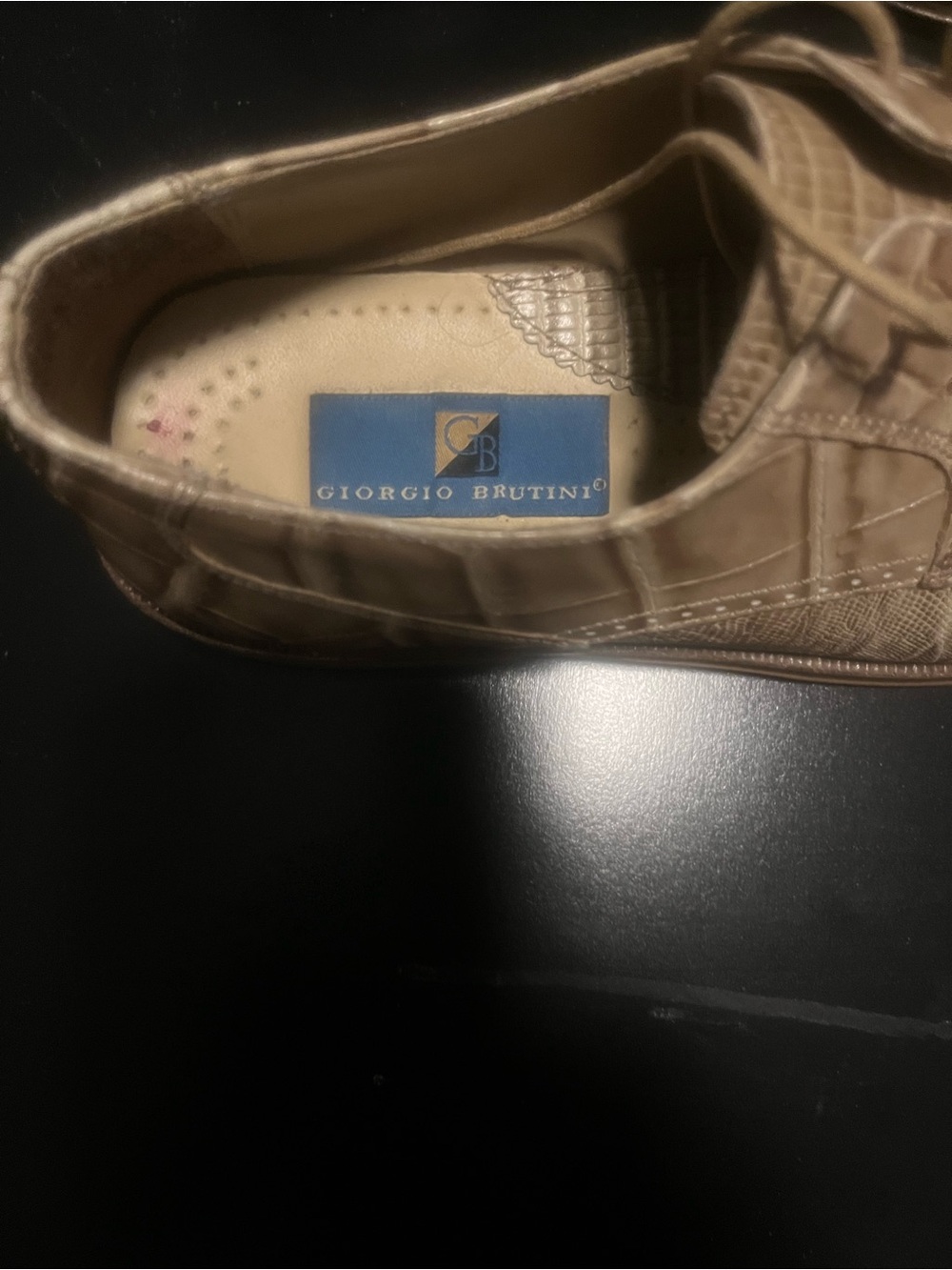Giorgio Brutini Men's Snakeskin Embossed Lace-Up Dress Shoes in Beige 8.5 - Picture 2 of 4